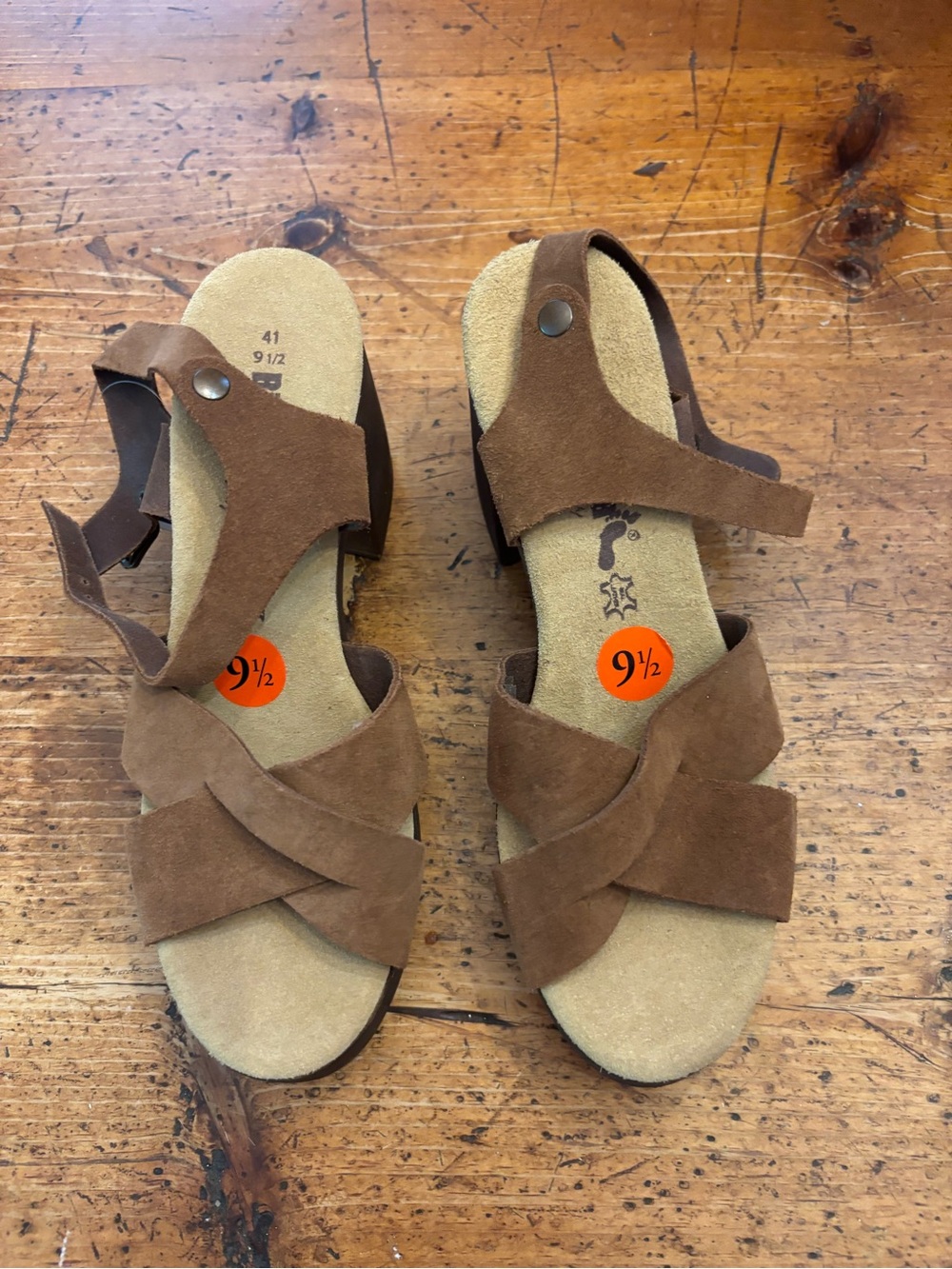 Women's Suede Cross-Strap Ankle-Heel Sandals - Brown